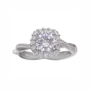 Sterling Silver CZ Halo Engagement Ring
